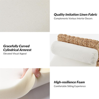 Banc d'appoint en jonc de mer naturel tressé avec coussin rembourré pour chambre à coucher et salon