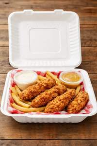 กล่องบรรจุภัณฑ์แบบมีฝาปิด ProTakeOut 9x9 3 ช่อง ทำจากชานอ้อย (200 แพ็ค 100/2) ปลอดสาร PFAS ย่อยสลายได้ ใช้กับไมโครเวฟได้ ทนทาน - Product Image 4