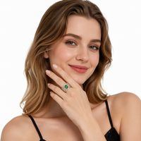 Nouvel ensemble de bagues ouvertes en zircon vert plaqué or 18 carats de haute qualité, sertissage hexagonal brillant, pour fiançailles féminines