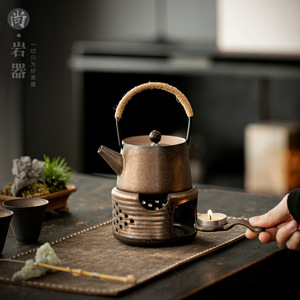 Vintage Gilded Teapot And Teacup Set <b>Ceramic</b> Kettle With Handle Candle Warmer One <b>Pot</b> Two Cups Kung Fu <b>Tea</b> Set - Product Image 2