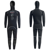 Combinaison deux pièces en néoprène 3MM avec protection thermique à capuche pour la plongée en apnée et la chasse sous-marine, conception durable et flexible