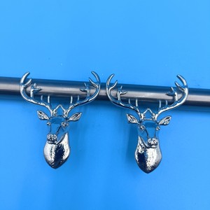 Zinc Alloy Deer Head <b>Cabinet</b> Pulls Silver <b>Rustic</b> Design Durable Hardware Accessories - Product Image 2