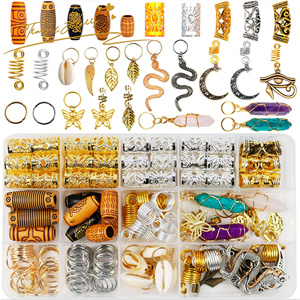 Ensemble de boucles pour filles tressées, 15 pièces, boucle ajustable, métal, verrou, boucles, couleurs mélangées, fait à la main, pour cheveux - Product Image 1