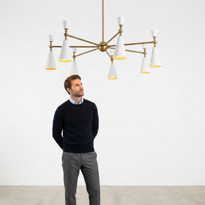 Mid Century Modern Brass Chandelier Geometric Ceiling Light Fixture Indoor - Product Image 1