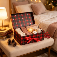Boîte cadeau en carton blanc en forme d'avion, motif écossais de Noël, pour chaussettes, couvertures, bougies, chocolat au cacao, guimauves – Emballage écologique en gros