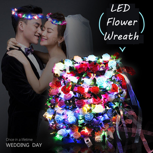 Diadema de corona de flores LED de verano, diademas de flores iluminadas para mujer, guirnaldas florales brillantes, coronas para fiesta de boda - Product Image 2