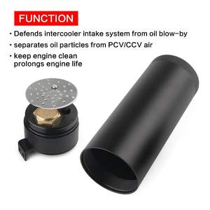 Universal Car Aluminum Baffle Oil Catch Can <span class=keywords><strong>2</strong></span>-port Tank dengan Filter Breather Oil Separator Hitam - Product Image 5
