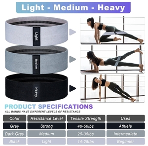Conjunto de 3 Peças de Bandas de Resistência para Exercícios com Logo Personalizado, Fabricadas em Tecido de Poliéster, Ecológicas - Product Image 3