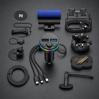 Transmetteur FM universel pour voiture en gros, chargeur USB-C trois-en-un, appel mains libres, lecteur MP3 sans fil, ambiance lumineuse colorée