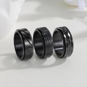 Anillo Giratorio de Acero Inoxidable de Alta Calidad de 8MM con Patrones Grabados, Venta al por Mayor, Estilo Hip Hop, Logotipo Personalizado, Sin Deslustre, para Hombre - Product Image 2