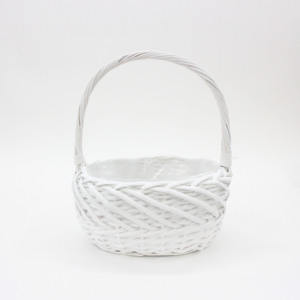 <span class=keywords><strong>Petit</strong></span> <span class=keywords><strong>panier</strong></span> de fleurs fait main <span class=keywords><strong>en</strong></span> saule naturel de style frais <span class=keywords><strong>blanc</strong></span> ovale - Product Image 1