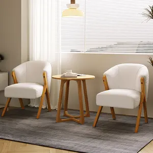 Modern Nordic Wood Chair Living Room Accent Chair Living Room Furniture Hotel Design Velvet Lamb Wool Wooden Sofa Chairs