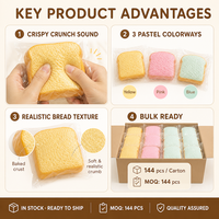 Jouet Squishy Southpeak en forme de bloc de pain grillé croustillant, texture souple en polymère, 3 couleurs pastel, vente en gros OEM