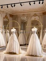 Porte-vêtements sur pied en fer doré, luxueux et sur mesure, anti-rouille, idéal pour les boutiques de robes de mariée