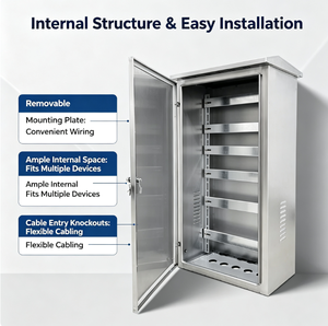 Boîtier de commande extérieur en acier inoxydable, armoire électrique étanche pour équipement de surveillance, réseau, électronique, boîtier d'instruments - Product Image 3