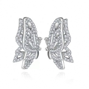 Pendientes de Mariposa Asimétricos de Moda, con Incrustaciones de Circonio en Cobre, Estilo Coreano Dadongmen, Regalo de San Valentín para Mujer, Hechos de Latón - Product Image 1