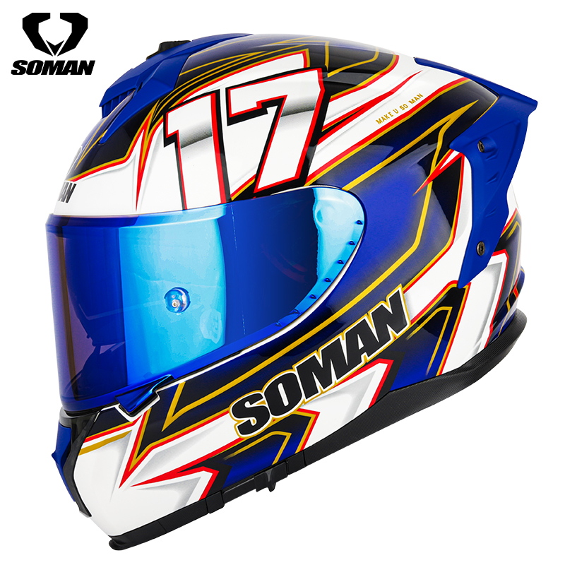 SOMAN Full Face Helmet - Dual Visor for Motorcycle Safety