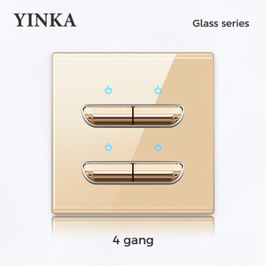 YINKA-Interruptor de detección de luz de espejo dorado, pulsador de pared para decoración de casa, 1, 2, 3, 4 entradas, 1 y 2 vías - Product Image 5