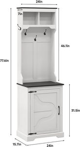 Perchero <span class=keywords><strong>estrecho</strong></span> estilo granja con Zapatero, árbol de entrada con Zapatero, <span class=keywords><strong>Banco</strong></span> de entrada con estante - Product Image 2