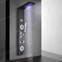 Système de robinet de douche à cascade numérique à LED en acier inoxydable poli chromé Colonne de douche à effet pluie pour hôtel