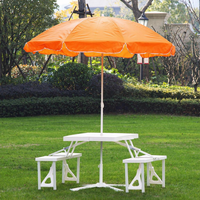 Ensemble table et chaises pliantes en aluminium 4 places avec trou pour parasol, camping, barbecue, léger, imperméable, résistant à la rouille, pique-nique