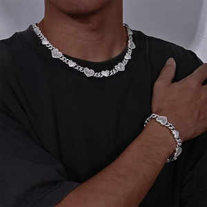 925er Sterlingsilber VVS Moissanit Halskette Hip Hop Diamantprüfer-geprüft Vergoldete Iced Out Herz Cuban Gliederkette für Unisex - Product Image 4