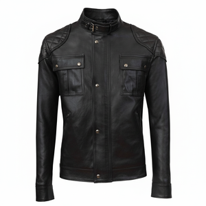 เสื้อผ้าแฟชั่นแขนยาวสไตล์ล่าสุดแจ็คเก็ตหนังมาใหม่แจ็คเก็ตฤดูใบไม้ผลิฤดูใบไม้ร่วงแจ็คเก็ตหนังนุ่มสําหรับชาย - Product Image 1