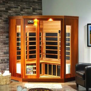 Sauna infrarouge lointain en cèdre pour 3 personnes, design moderne, vente chaude, panneau de commande informatique en bois massif, traverse en cèdre rouge - Product Image 2