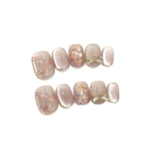 TSZS - Juego de 10 <span class=keywords><strong>Uñas</strong></span> Postizas de Lujo con <span class=keywords><strong>Diseño</strong></span> de Ojo de Gato Ovalado Corto, <span class=keywords><strong>Elegantes</strong></span> <span class=keywords><strong>Uñas</strong></span> Acrílicas con <span class=keywords><strong>Diseño</strong></span> de Lazo y Puntos - Product Image 6