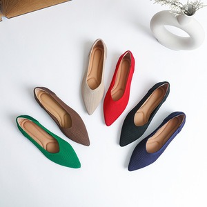 Chaussures <span class=keywords><strong>bateau</strong></span> plates confortables et décontractées à bout pointu en tricot, avec semelle intérieure respirante et semelle extérieure en caoutchouc, modèle à enfiler pour toutes les saisons - Product Image 3