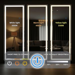 GKMZCGT Full Length Mirror 65x24 Inch Rectangular LED Lighted With <b>Stand</b> Tempered Glass Modern Design For Home Use - Product Image 4