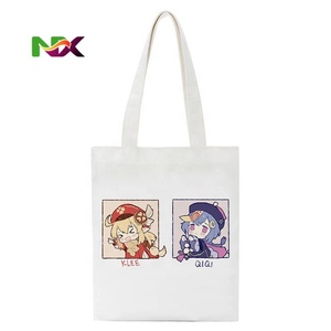 Sac fourre-tout en toile imprimé anime Genshin Impact Qiqi Zombie Girl, style Harajuku, sac à main tendance pour le shopping - Product Image 3