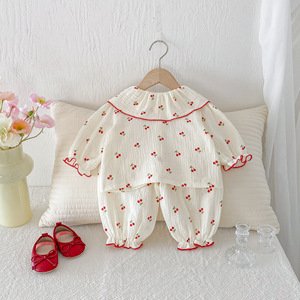 Conjunto de Pijama de Otoño para Bebé Niña, Dos Piezas, Manga Larga, Estilo Occidental, <span class=keywords><strong>Ropa</strong></span> para el Hogar, 100% Algodón Transpirable - Product Image 6