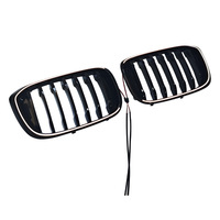 Grille de pare-chocs avant ABS noir brillant Double ligne avec lumière LED pour Bmw X3 G01 2018-2021