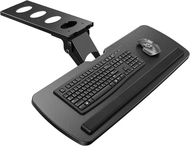 Adjustable Under Desk Keyboard Tray, Ergonomic Sliding Keyboard & Mouse Holder for Office Workstation, 25"W X 9.84"D