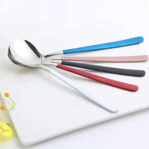 Set peralatan makan bahan baja tahan karat, Set sendok sumpit gagang warna-warni yang dapat digunakan kembali 2 buah baja tahan karat gaya Korea dengan kotak - Product Image 5