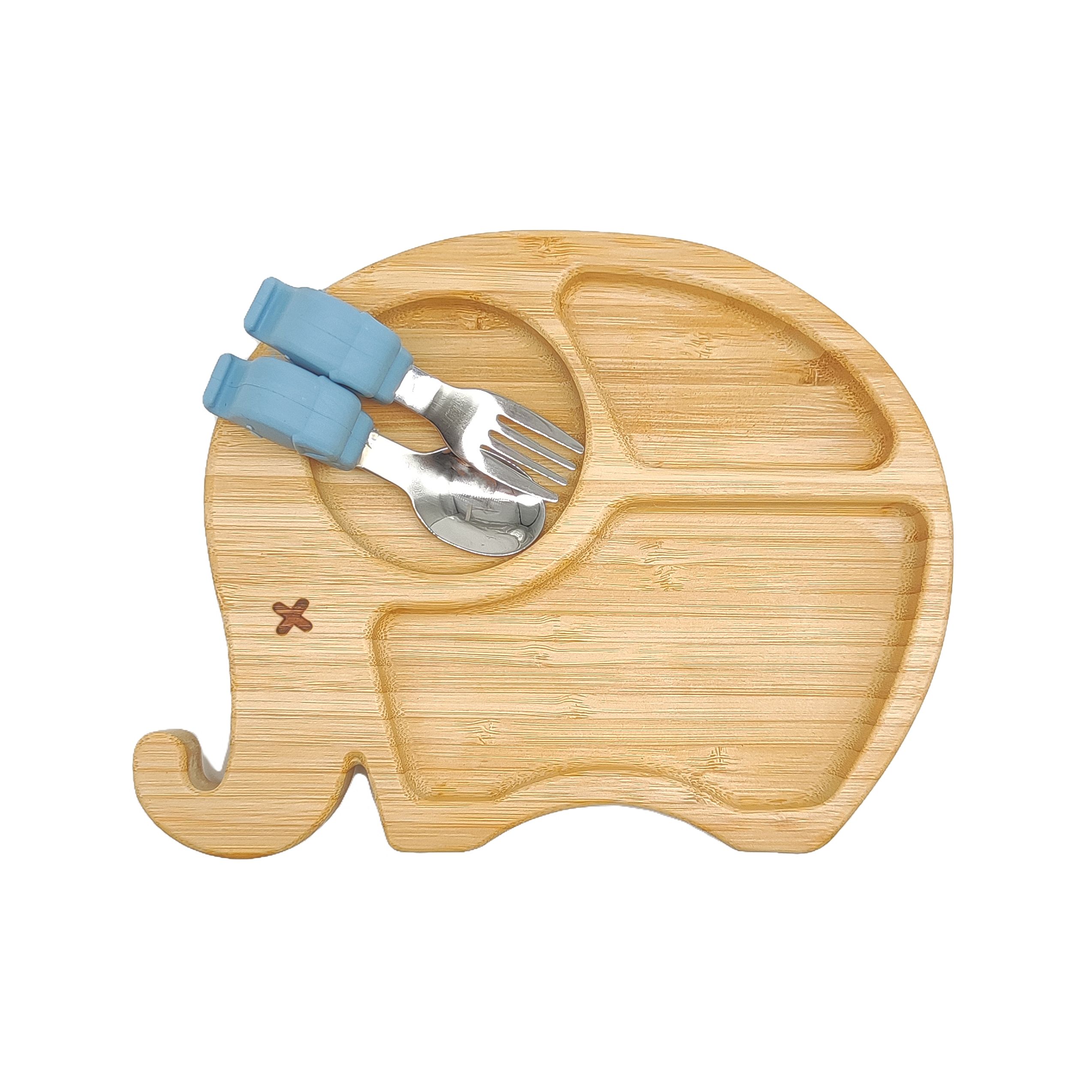 Elephant-shaped bamboo plate-Smoke blue