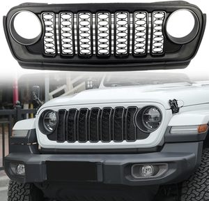 Front Grille Rooster Grillbescherming voor Jeep Wrangler JL 18-24 ABS Mat Zwart 20e Verjaardag Stijl - Product Image 1