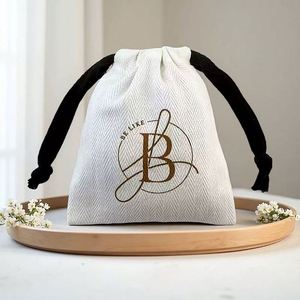 Wholesale Eco-Friendly Recyclable Cotton <b>Drawstring</b> Bag Screen-Printed Herringbone Cotton <b>Drawstring</b> <b>Pouch</b> - Product Image 2