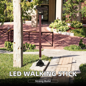 Adjustable Durable Aluminium Carbon Fiber <strong>Walking</strong> <strong>Stick</strong> for Elderly Convenient Health Care with LED Light and Rubber Tip - Product Image 2