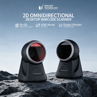 Lecteur de codes-barres 2D filaire Xincode pour ordinateur de bureau, scanner de codes-barres USB intégré, lecture de codes QR, 1D omnidirectionnel pour supermarché