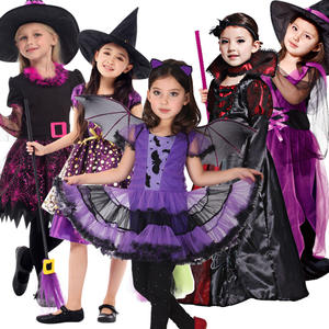 女の子のためのハロウィーン魔女衣装レトロなデザイン役割のためのゴシックが含まれていますクリスマスTVドレススカートフード付きトップマント - Product Image 2