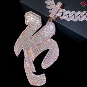 Luxury Mossanite Pendant Hiphop 925 Silver Custom Letter Pendant Rose Gold Plated Iced Out Moissanite Pendant