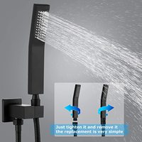 Mélangeur de pluie dissimulé noir mat de luxe Système de robinet de douche Ensemble combiné mural avec robinet de douche chaud et froid à main