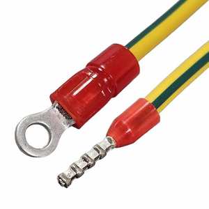 Terminal de crimpado OEM ODM, terminal de anillo aislado, conjunto completo de cableado con cable verde y amarillo de 18 AWG - Product Image 1