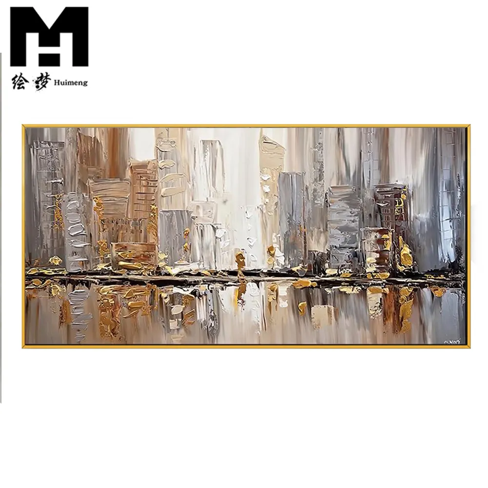 100% artesanal na tela de parede arte decoração moderna cidade imagem abstrata paisagem construção pintura a óleo arte