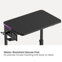Support mobile pour ordinateur portable CPB30-01 à 7 niveaux de hauteur réglable avec crochet de rangement et éclairage RGB pour le gaming