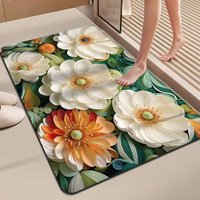 Tapis de sol en diatomite personnalisé en caoutchouc 3D à fleurs, séchage rapide, antidérapant, absorbant, tapis de salle de bain, tapis de douche