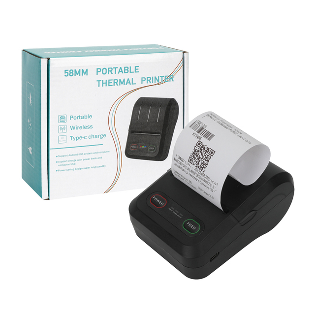 2-Inch Portable Mini Thermal Printer Wireless for Bluetooth with USB Interface 58mm Max Paper Size in Stock