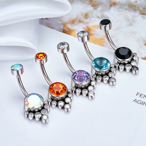 Anillo de Ombligo Sexy para Mujer, Chapado en Oro de Titanio G23, F136, Engaste de Doble Bisel, Zirconia Delicada, Piercing Clásico, Regalo de Boda - Product Image 4